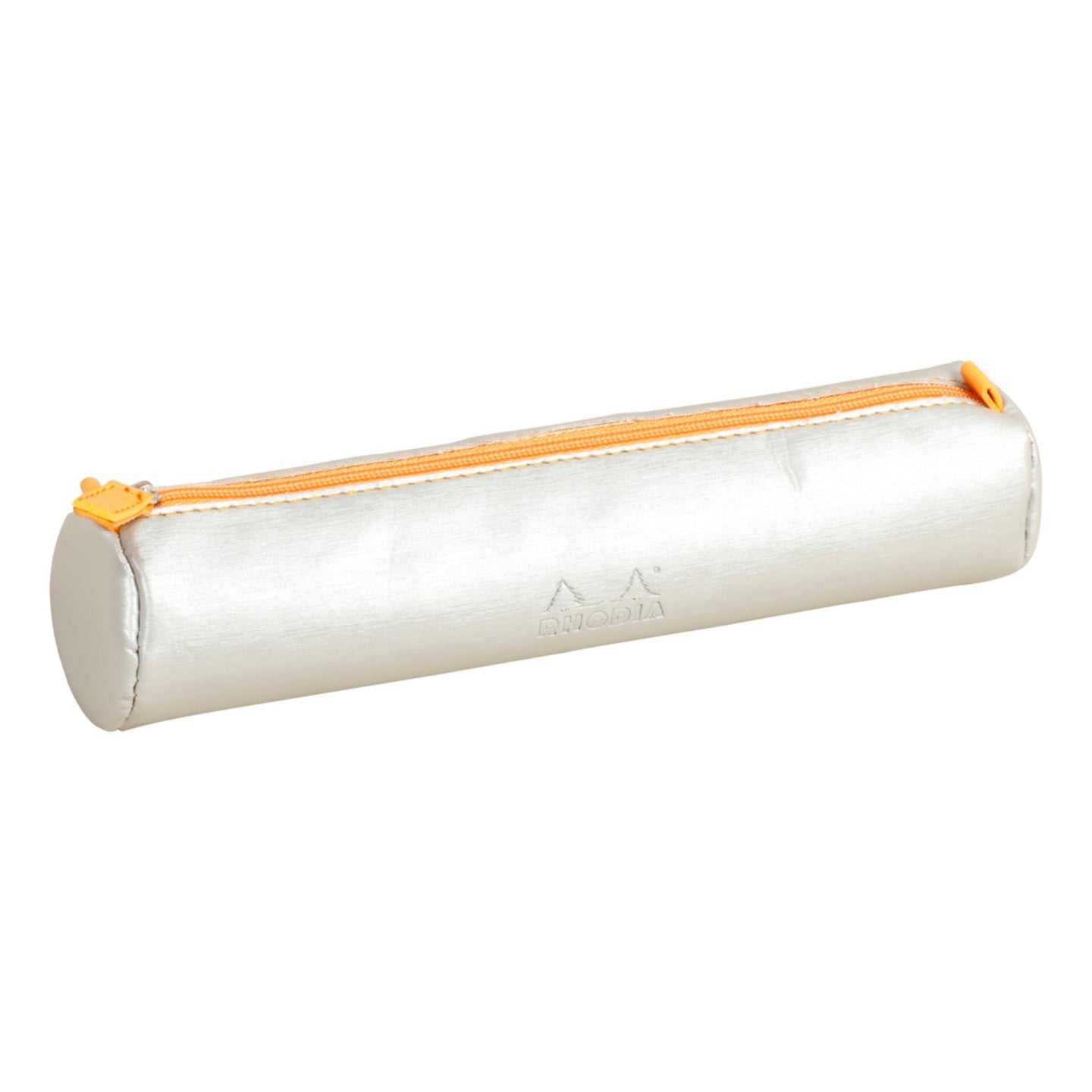 Trousse ronde - simili cuir italien -argent  (21.5x 5cm) RHODIA