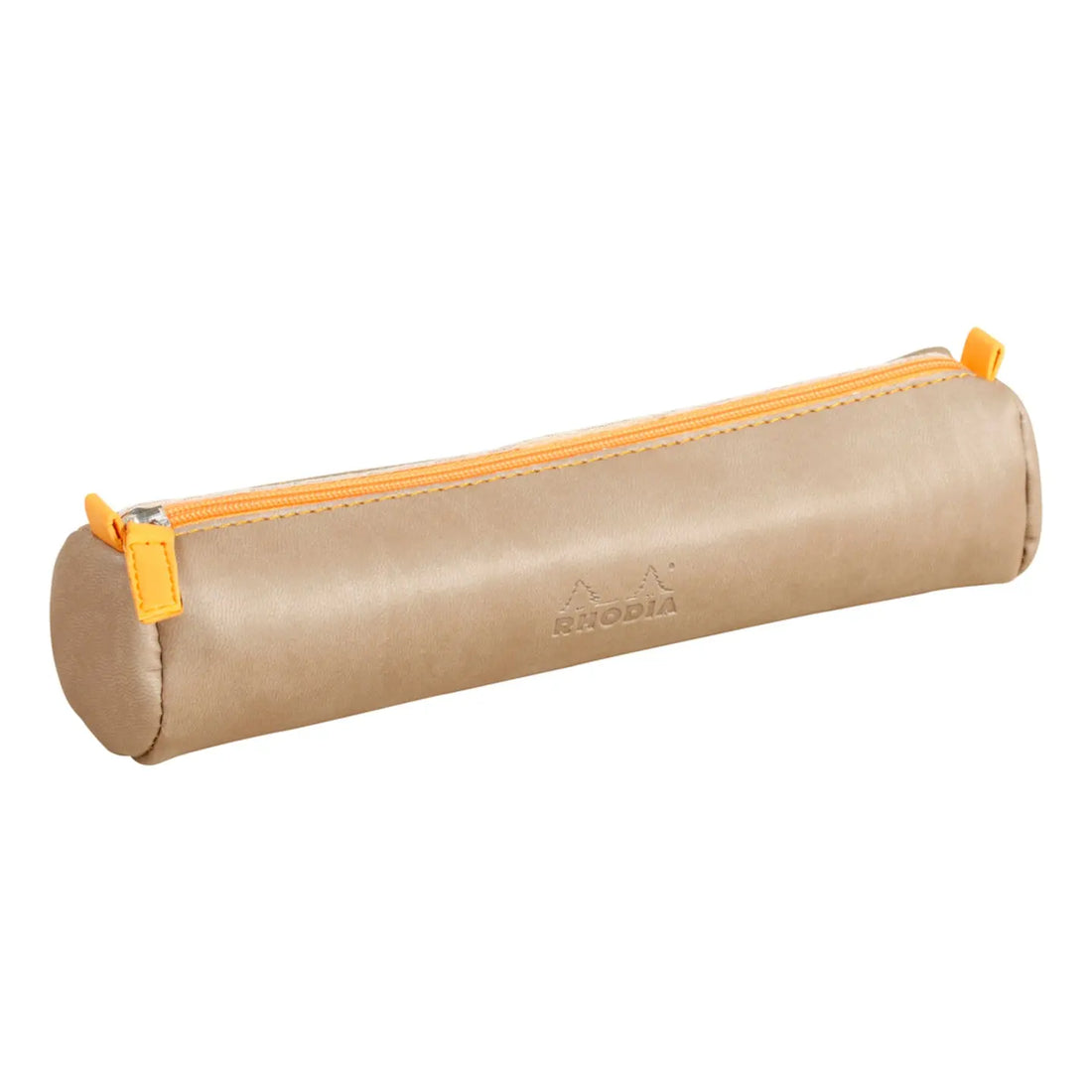 Trousse ronde - simili cuir italien -taupe  (21.5x 5cm) RHODIA