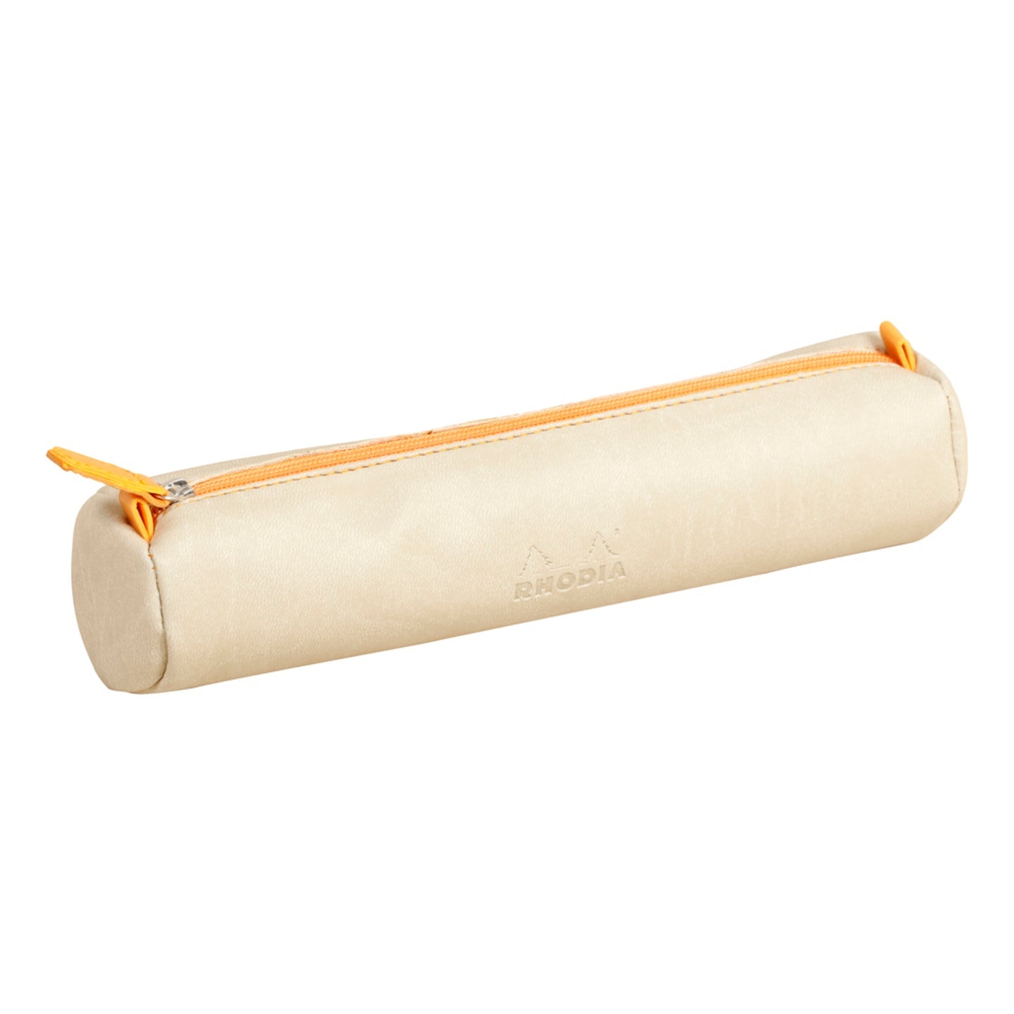 Trousse ronde - simili cuir italien -beige  (21.5x 5cm) RHODIA