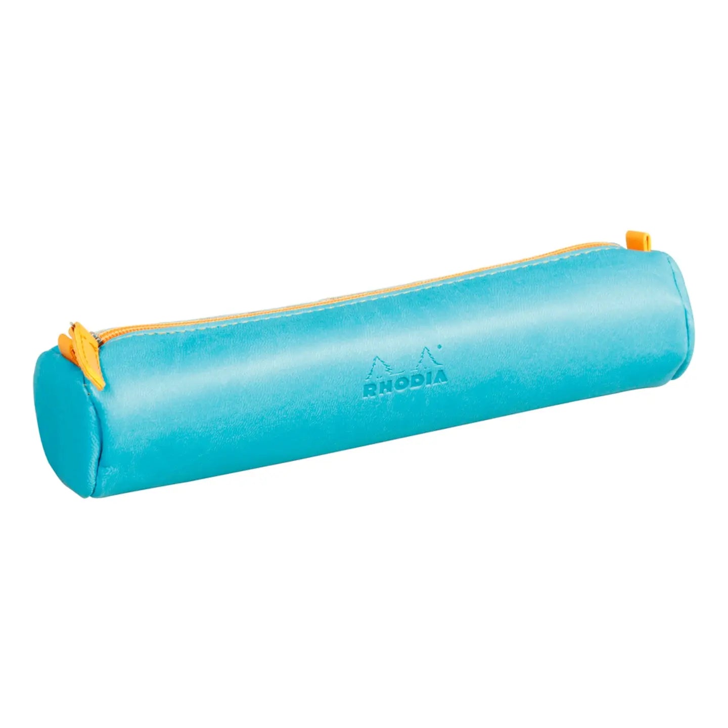 Trousse ronde - simili cuir italien -turquoise  (21.5x 5cm) RHODIA