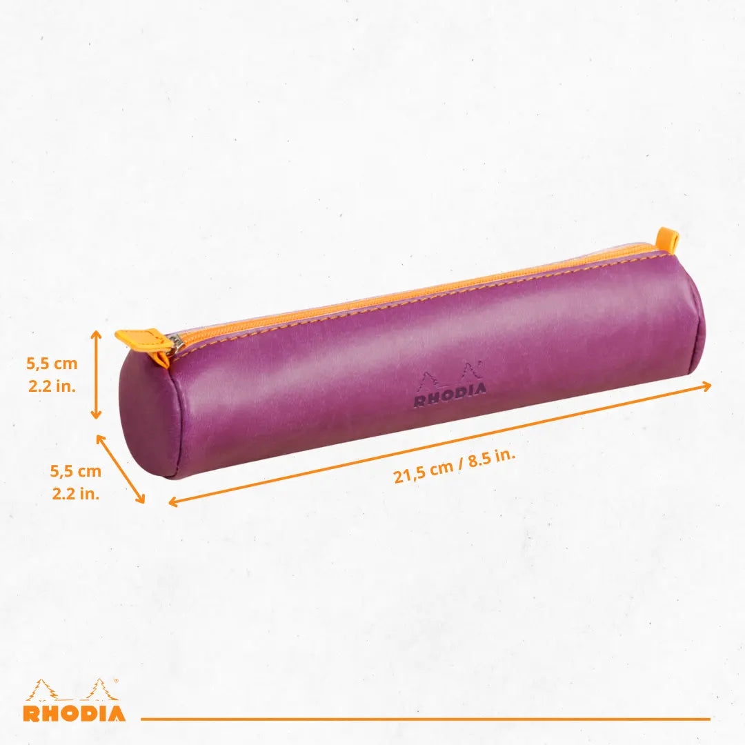 Trousse ronde - simili cuir italien -violet  (21.5x 5cm) RHODIA