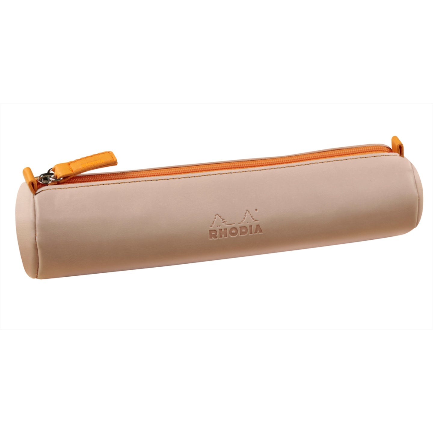 Trousse ronde - simili cuir italien -touche de rose  (21.5x 5cm) RHODIA