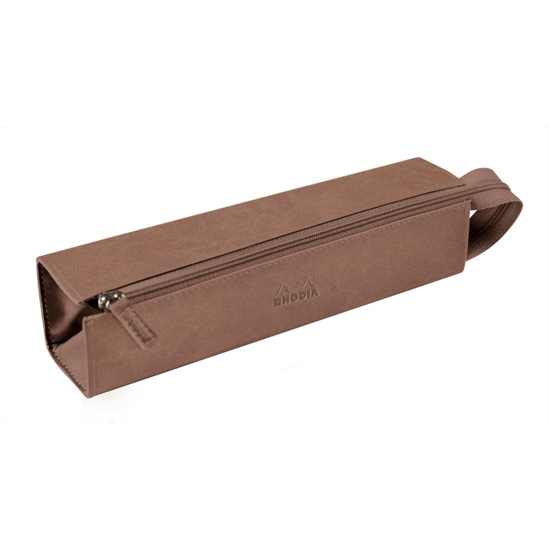Rhodiarama Trousse Rigide à Fermeture Éclaire - Cuir Italien- Taupe RHODIA