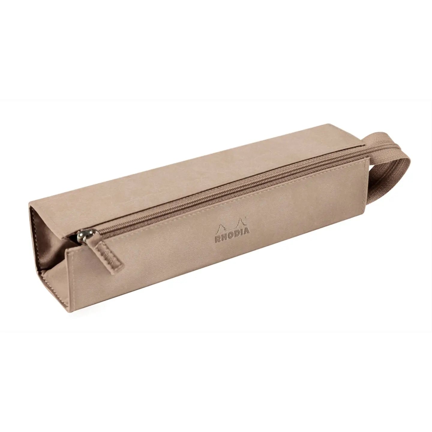 Trousse rigide à fermeture éclaire - simili cuir italien -beige  (23x5x5cm) RHODIA