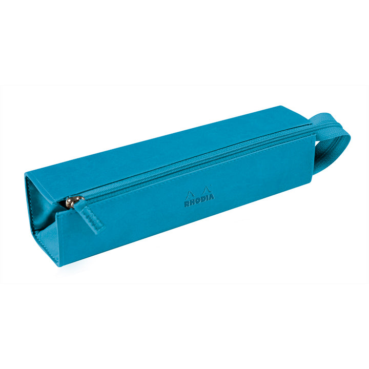 Rhodiarama Trousse Rigide à Fermeture Éclaire - Cuir Italien- Turquoise RHODIA