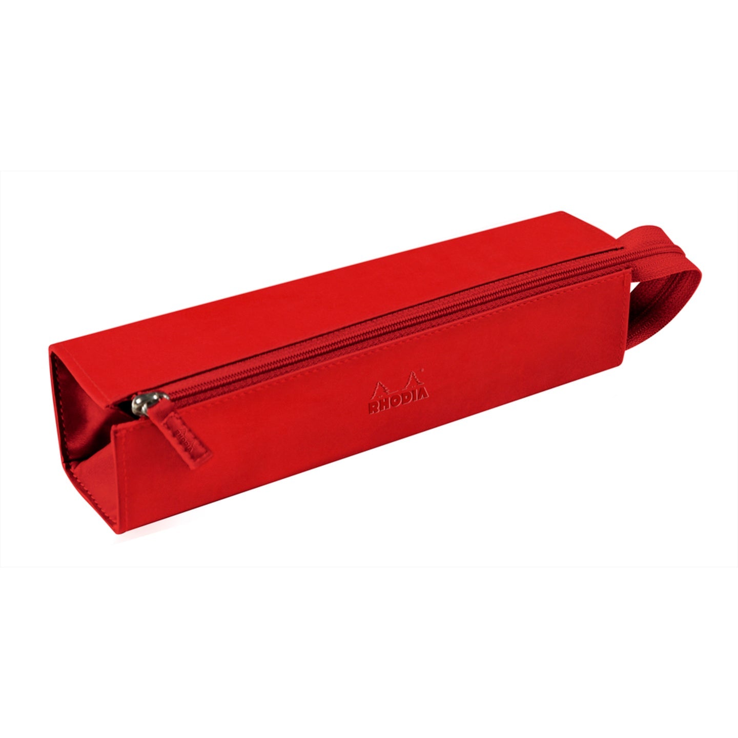 Trousse rigide à fermeture éclaire - simili cuir italien -coquelicot  (23x5x5cm) RHODIA