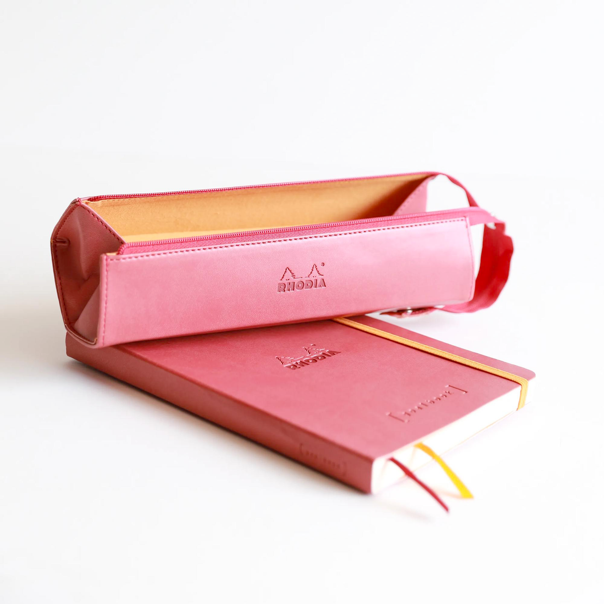 Trousse à crayons rigide simili cuir italien Rhodiarama orange - RHODIA