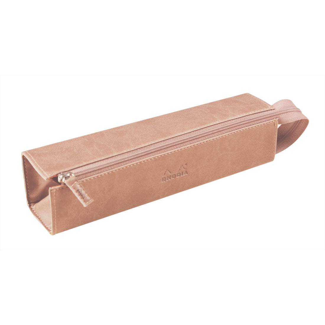 Rhodiarama Trousse Rigide à Fermeture Éclaire - Cuir Italien- Rose fumé RHODIA