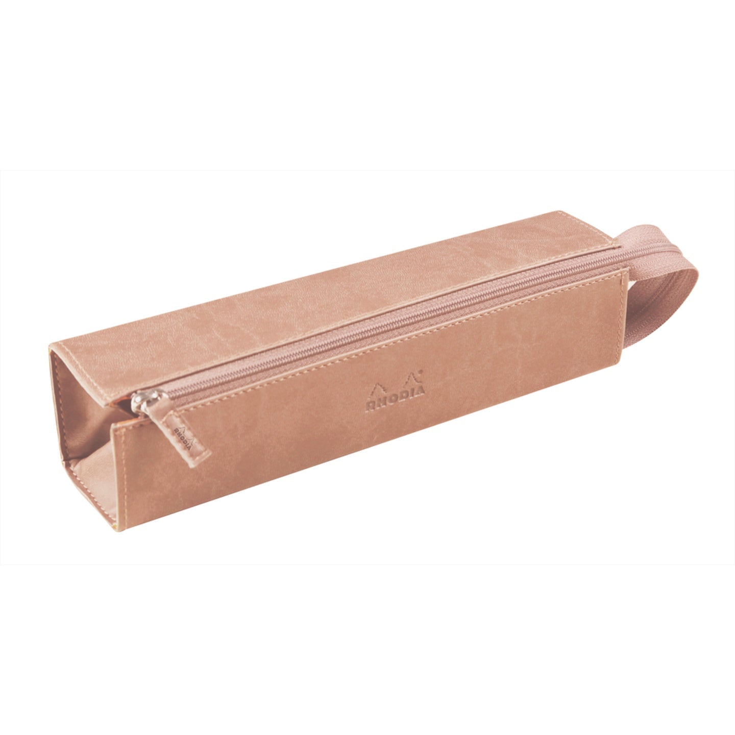 Trousse rigide à fermeture éclaire - simili cuir italien -touche de rose (23x5x5cm) RHODIA