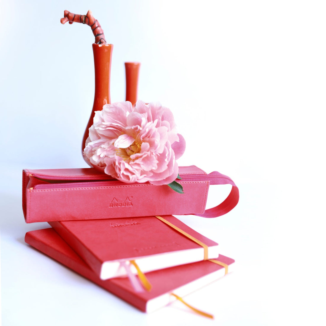 Rhodiarama Trousse Rigide à Fermeture Éclaire - Cuir Italien- Fuschia RHODIA