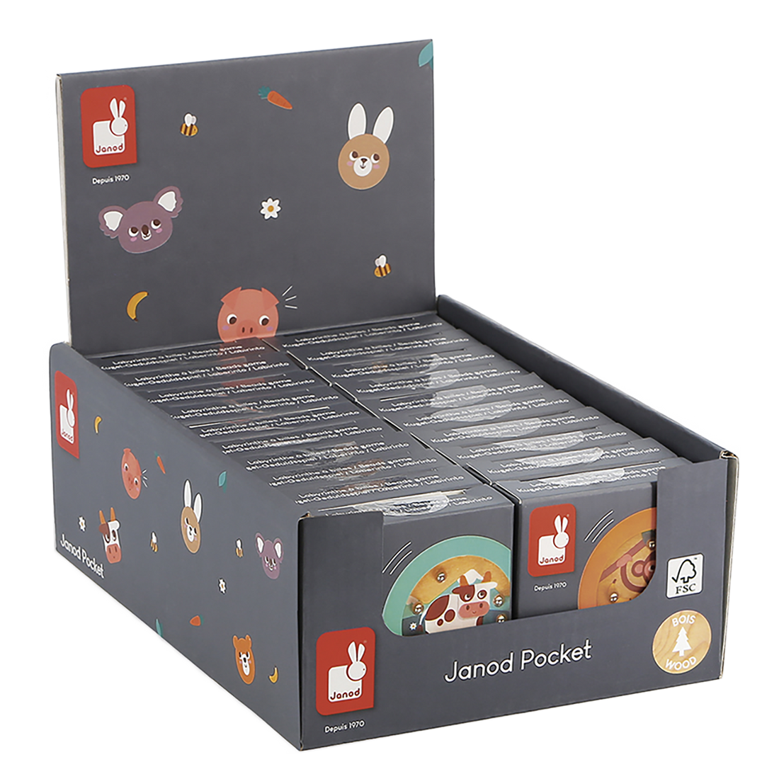 JANOD POCKET - JEUX DE LABYRINTHE À BILLES (VENDU EN 20 UNITÉS - 4 MODÈLES ) JANOD