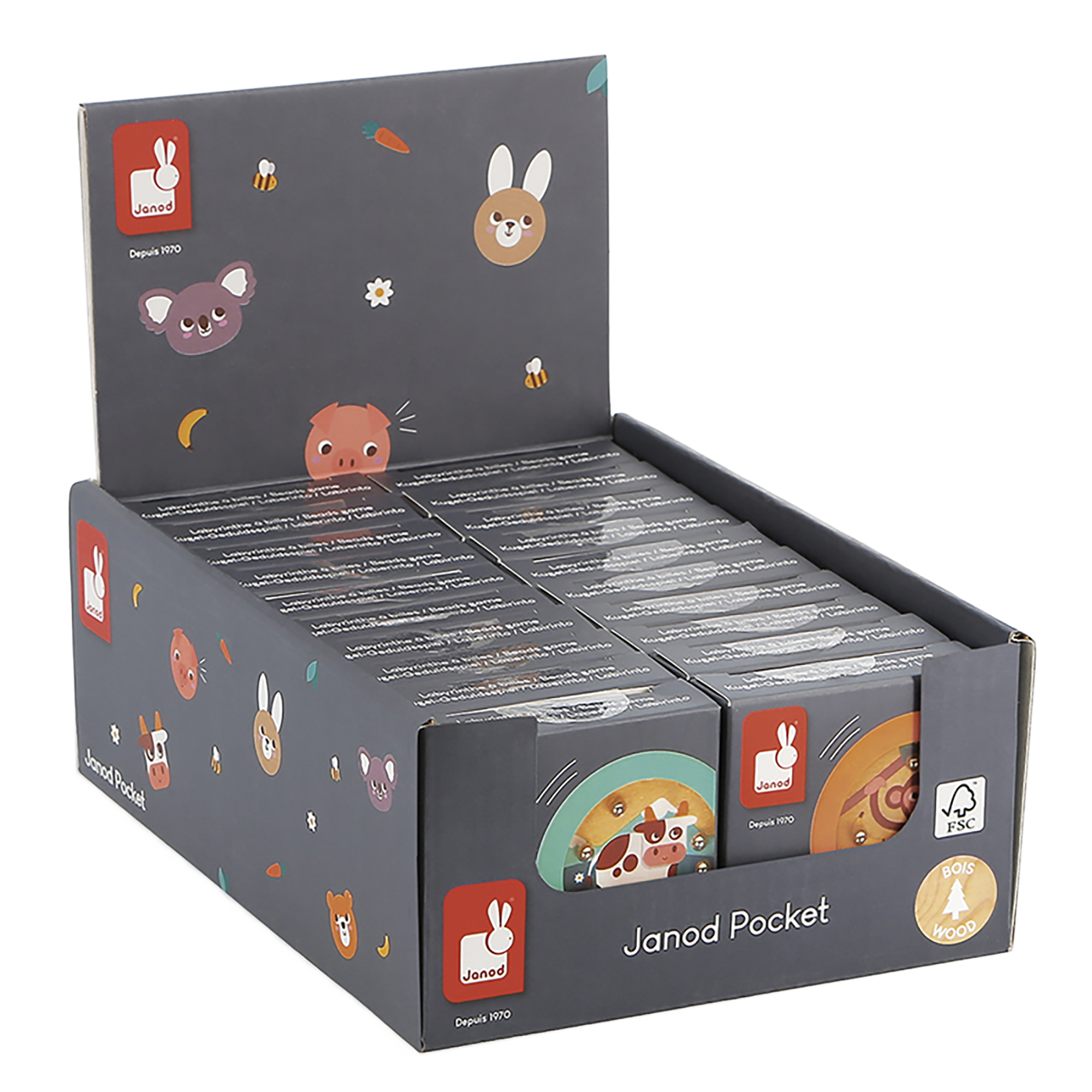 JANOD POCKET - JEUX DE LABYRINTHE À BILLES (VENDU EN 20 UNITÉS - 4 MODÈLES ) JANOD
