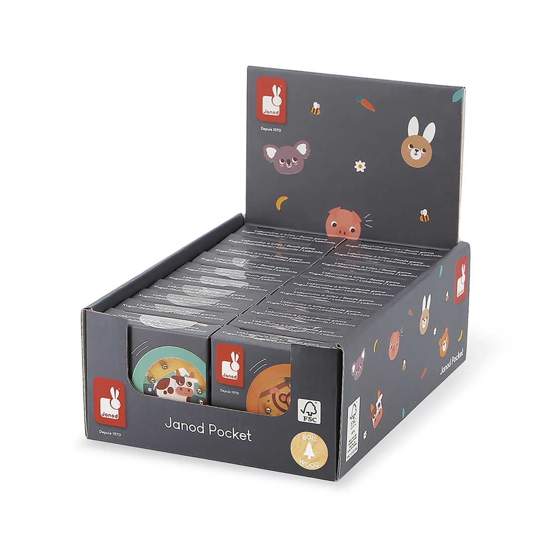 JANOD POCKET - JEUX DE LABYRINTHE À BILLES (VENDU EN 20 UNITÉS - 4 MODÈLES ) JANOD