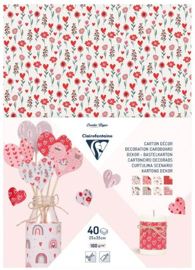Carton Décor, paquet de 40 feuilles, 25x35cm, 160g, Amour