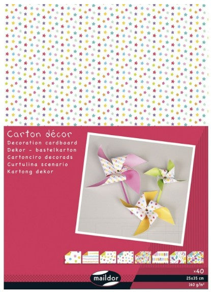 Carton Décor, paquet de 40 feuilles, 25x35cm, 160g, Gribouillage