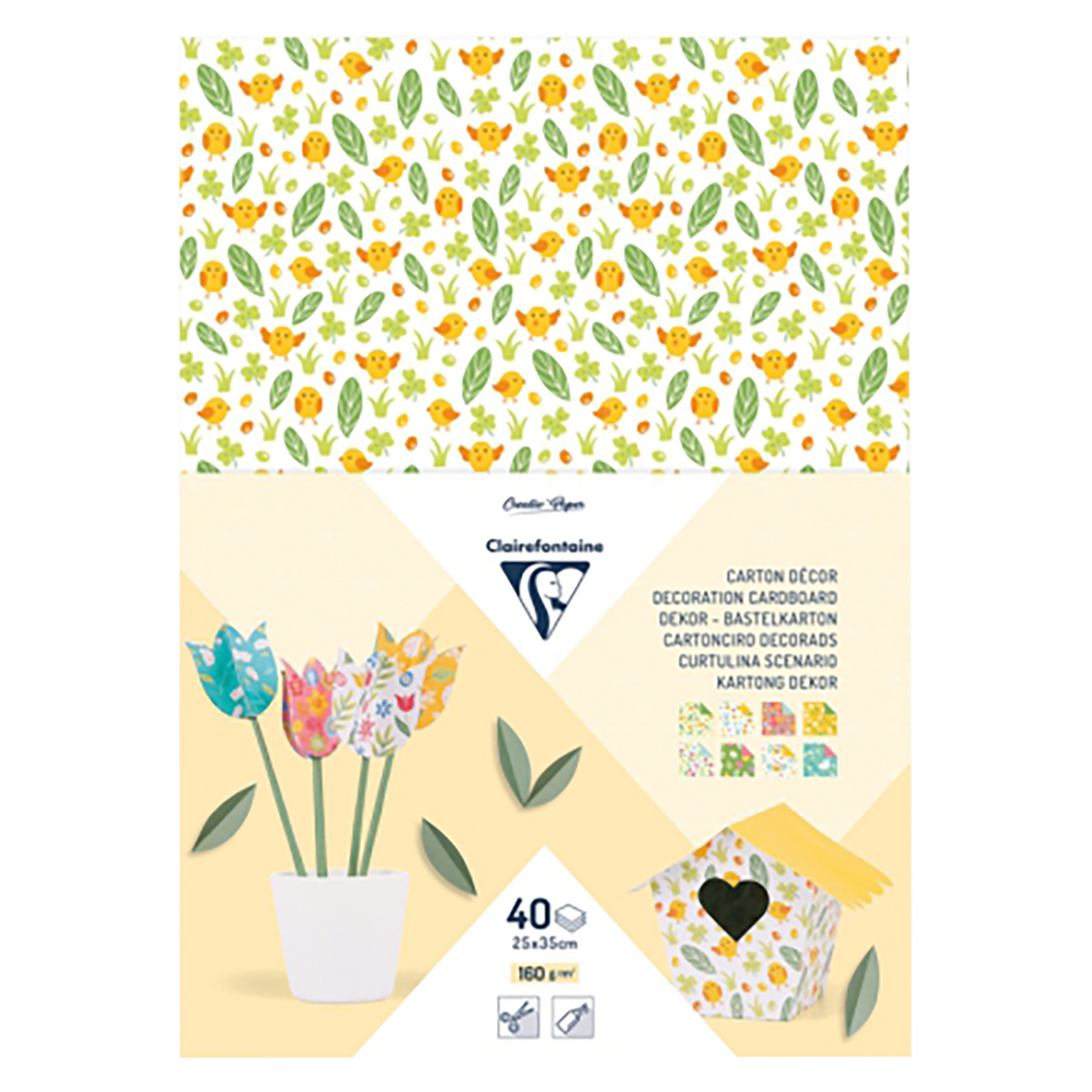 Carton Décor, paquet de 40 feuilles, 25x35cm, 160g, Printemps CLAIREFONTAINE