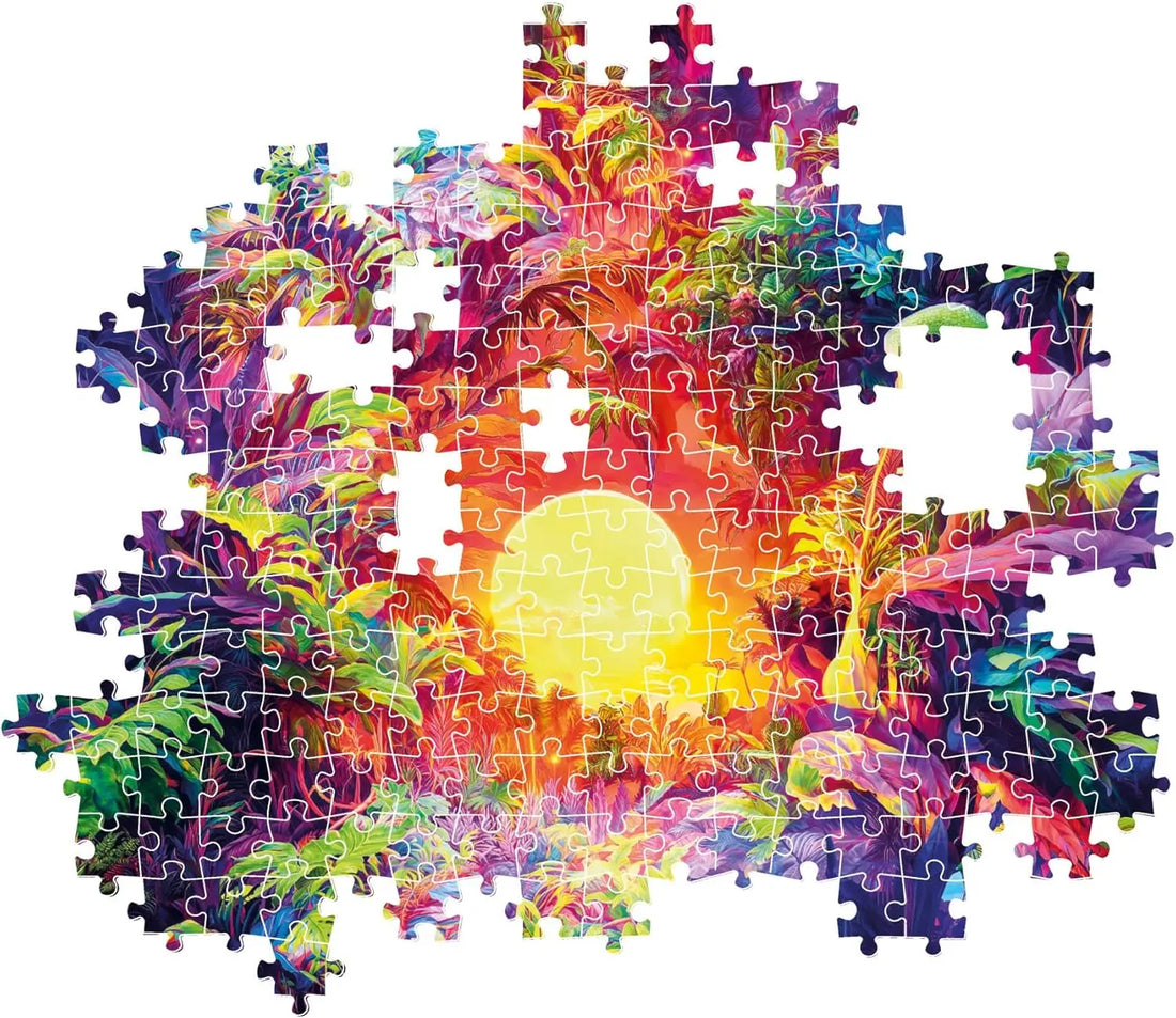 PZ500: COLORBOOM: LEVER DE SOLEIL PSYCHÉDÉLIQUE DANS LA JUNGLE CLEMENTONI PUZZLES