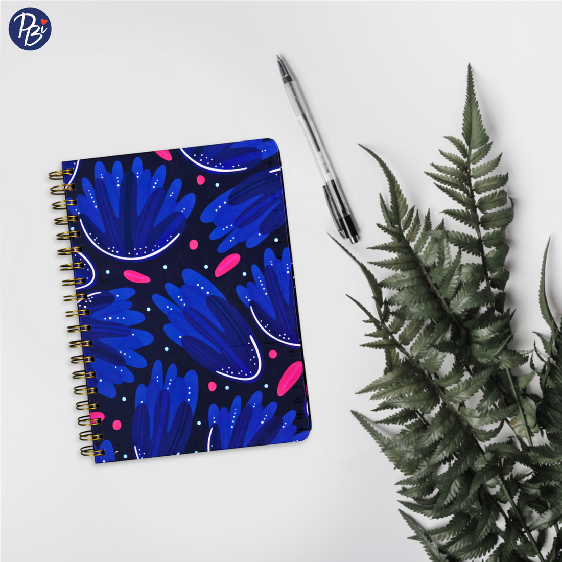 CAHIER DE NOTES - GRAND - FLEURS BLEUES ET ROSES PBI LIVRES NOTES