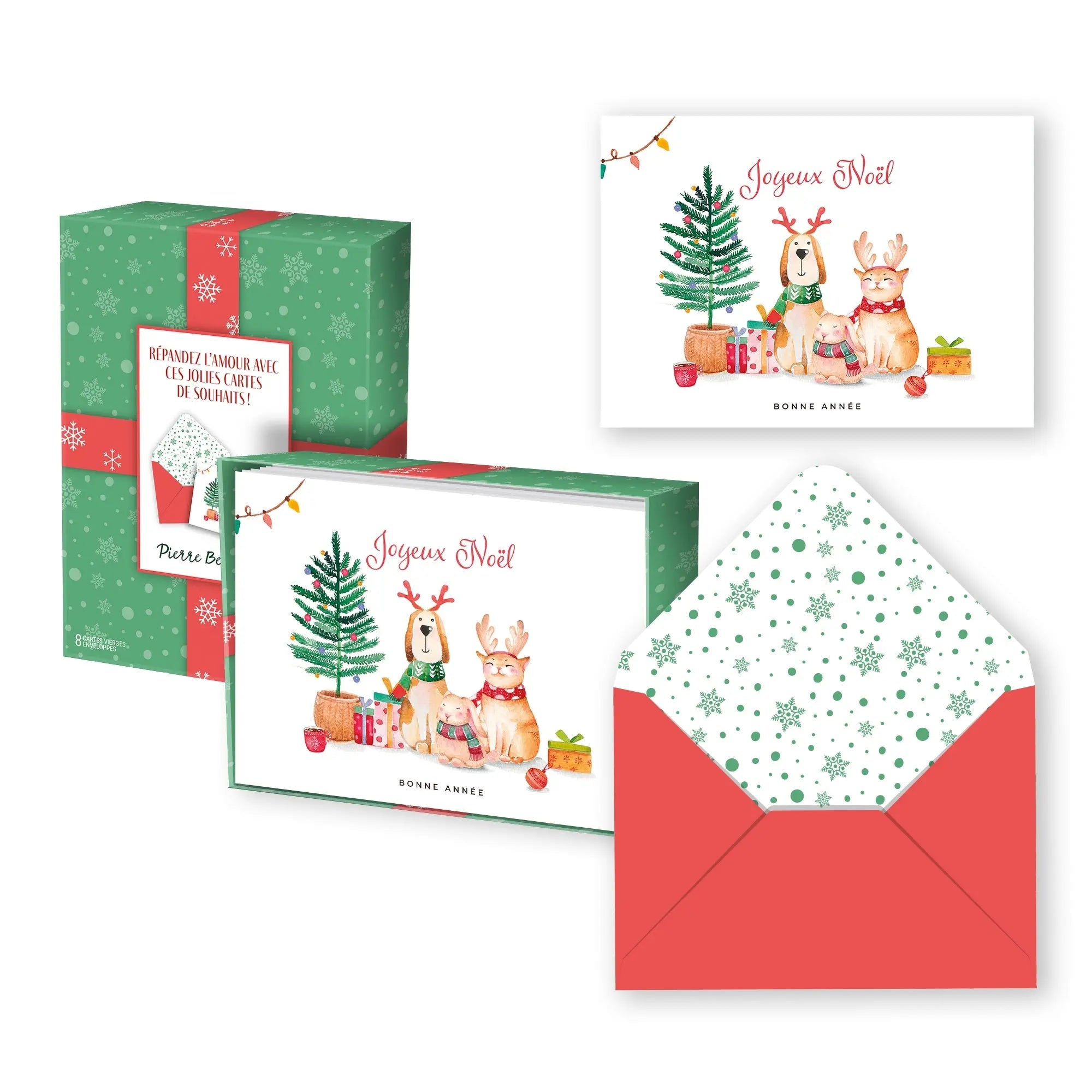CARTE NOËL ENS./ 8 ANIMAUX  DOMESTIQUES PBI AUTRES