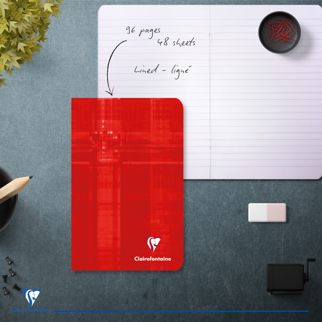 Carnet agrafé ligné -assortis- 96 pages (11x17cm) CLAIREFONTAINE