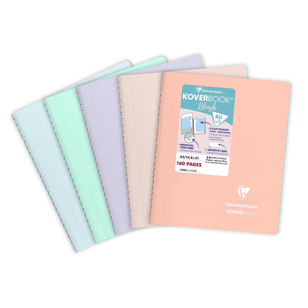 Koverbook Blush carnet polypro reliure intég. ligné-assortis- A5. 160 pages (14.8x21cm) CLAIREFONTAINE