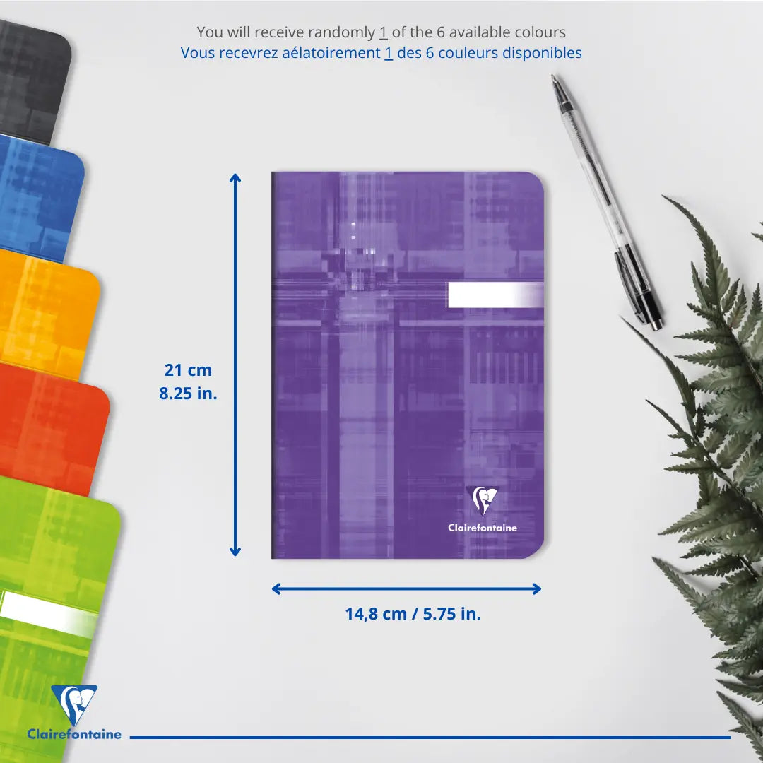 Carnet agrafé vierge -assortis- A5.  96 pages (14.8x21cm) CLAIREFONTAINE