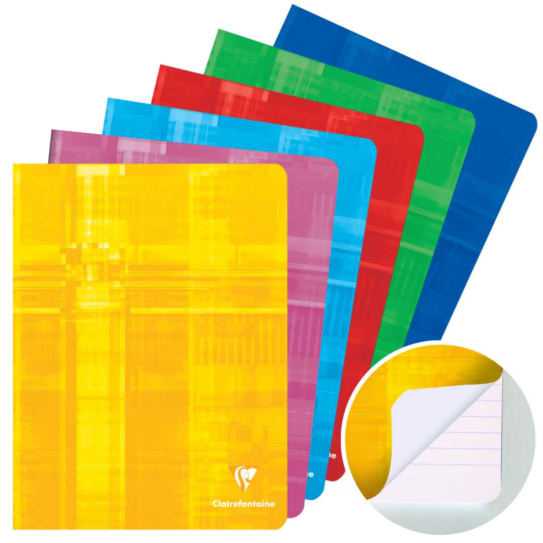 Carnet agrafé ligné+M -assortis- 80 pages (17x22cm) CLAIREFONTAINE