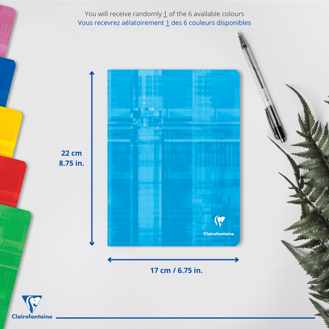 Carnet agrafé ligné+M -assortis- 80 pages (17x22cm) CLAIREFONTAINE