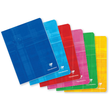 Cahier agrafé 5/5 -assortis- 48 pages (17x22cm) CLAIREFONTAINE