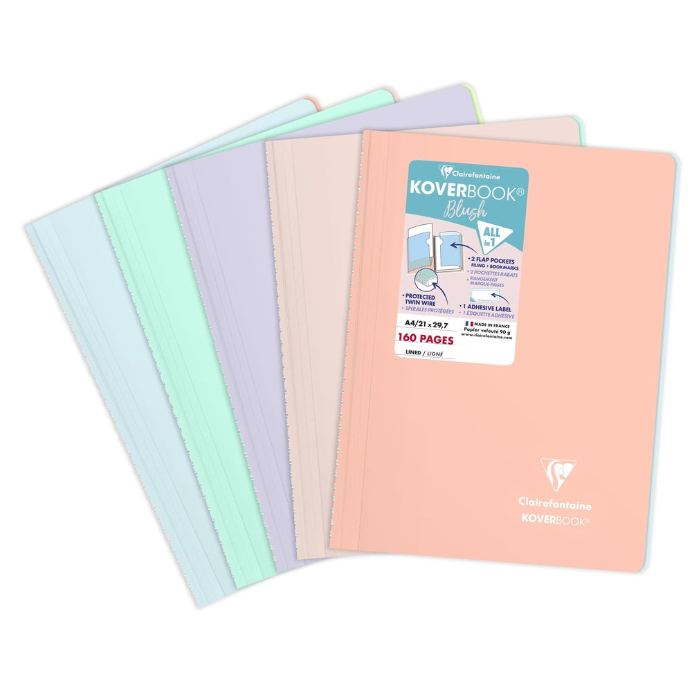 Koverbook Blush carnet polypro reliure intég. ligné-assortis- A4. 160 pages (21x29.7cm) CLAIREFONTAINE