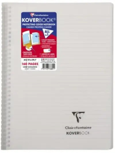Koverbook cahier polypro reliure intégrale ligné+M-assortis- A4. 160 pages (21x29.7cm) CLAIREFONTAINE