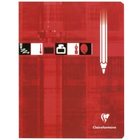 Cahier de dessins agrafé vierge -rouge- 32 pages (17x22cm) CLAIREFONTAINE