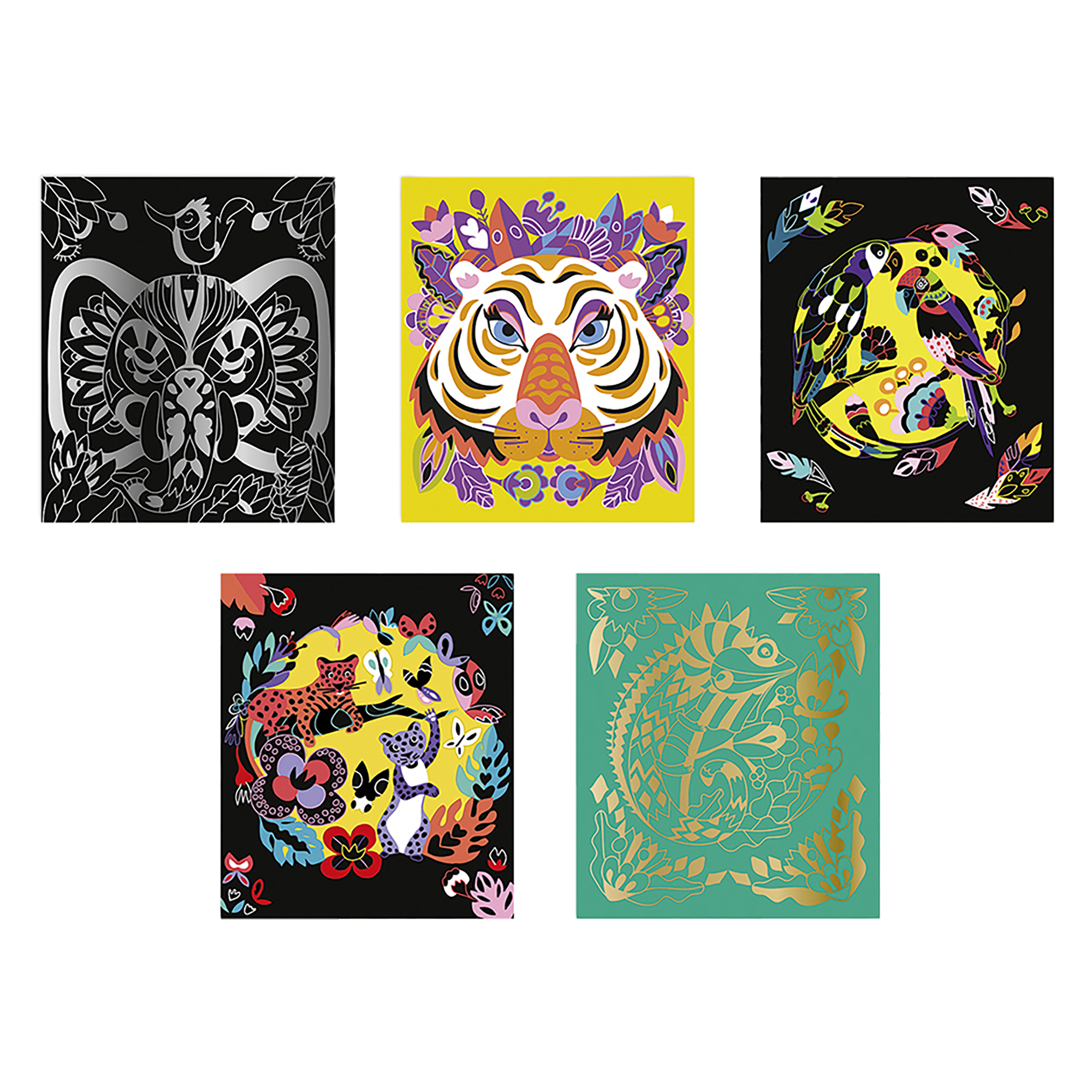 SCRATCH ART ANIMAUX DU MONDE - 5 CARTES JANOD
