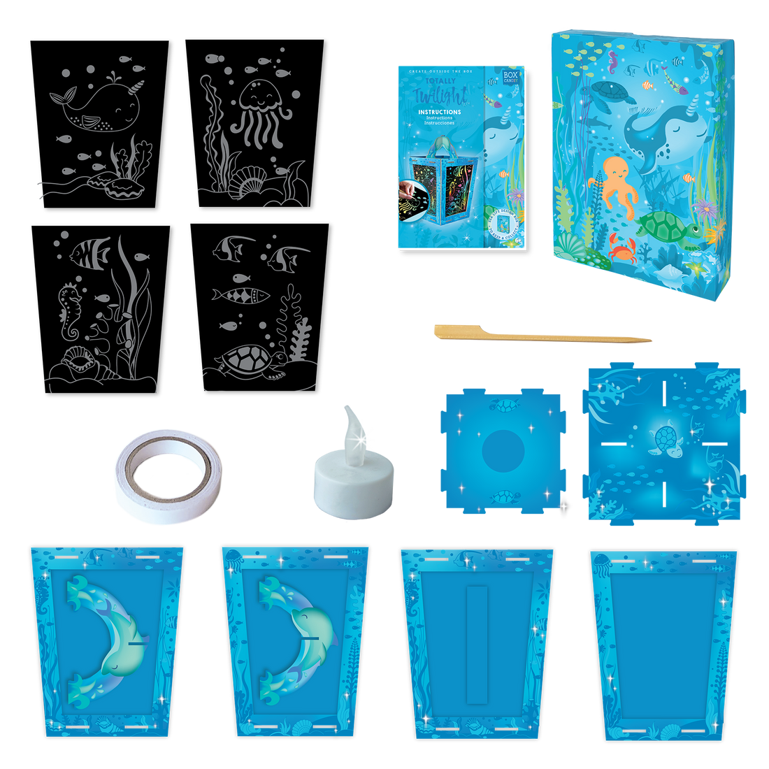BOX CANDIY: TOTALLY TWILIGHT - ENS. D'ART LANTERNE VIE MARINE À GRATTER BOX CANDIY