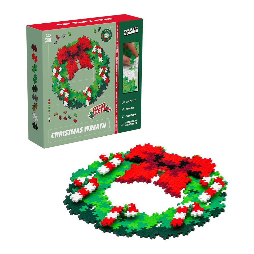PUZZLE BY NUMBER - COURONNE DE NOËL - 500pcs PLUS PLUS