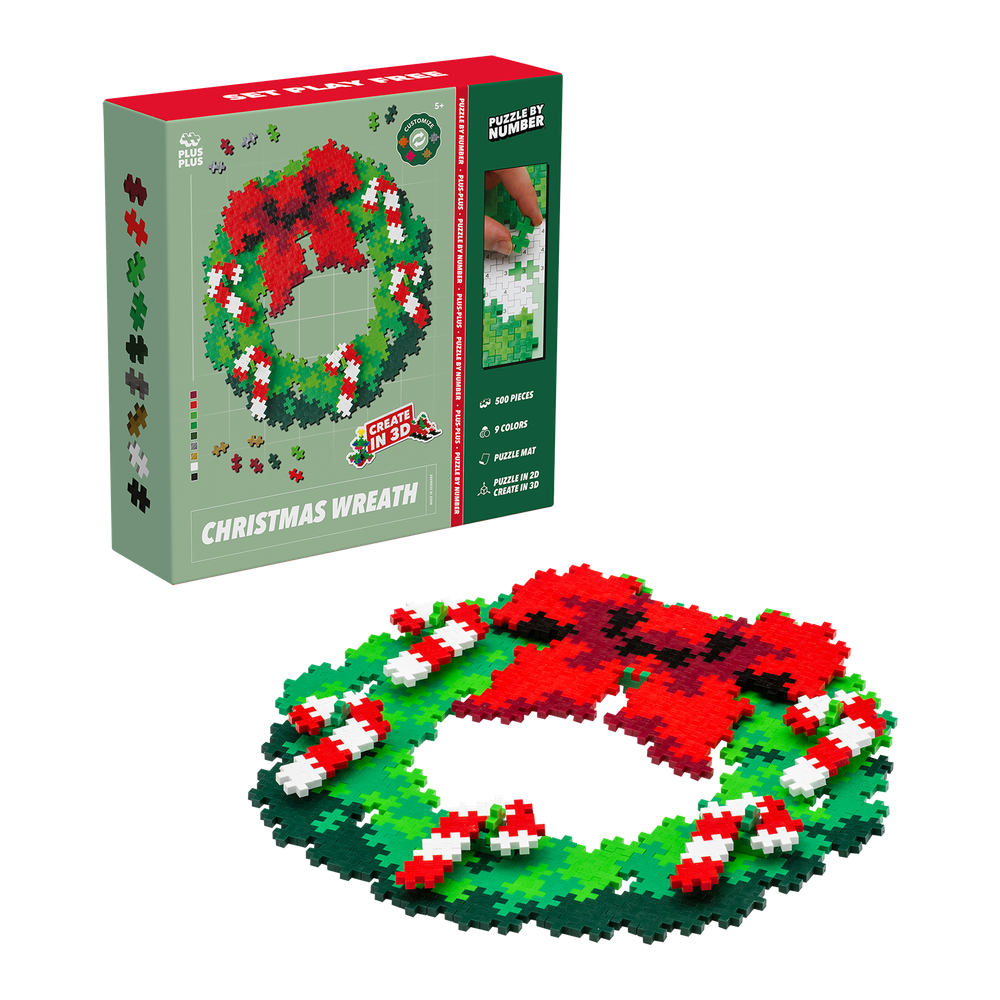 PUZZLE BY NUMBER - COURONNE DE NOËL - 500pcs PLUS PLUS