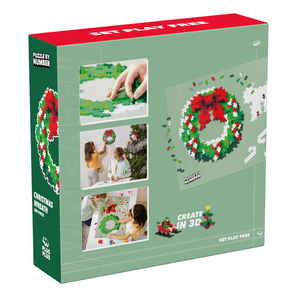 PUZZLE BY NUMBER - COURONNE DE NOËL - 500pcs PLUS PLUS