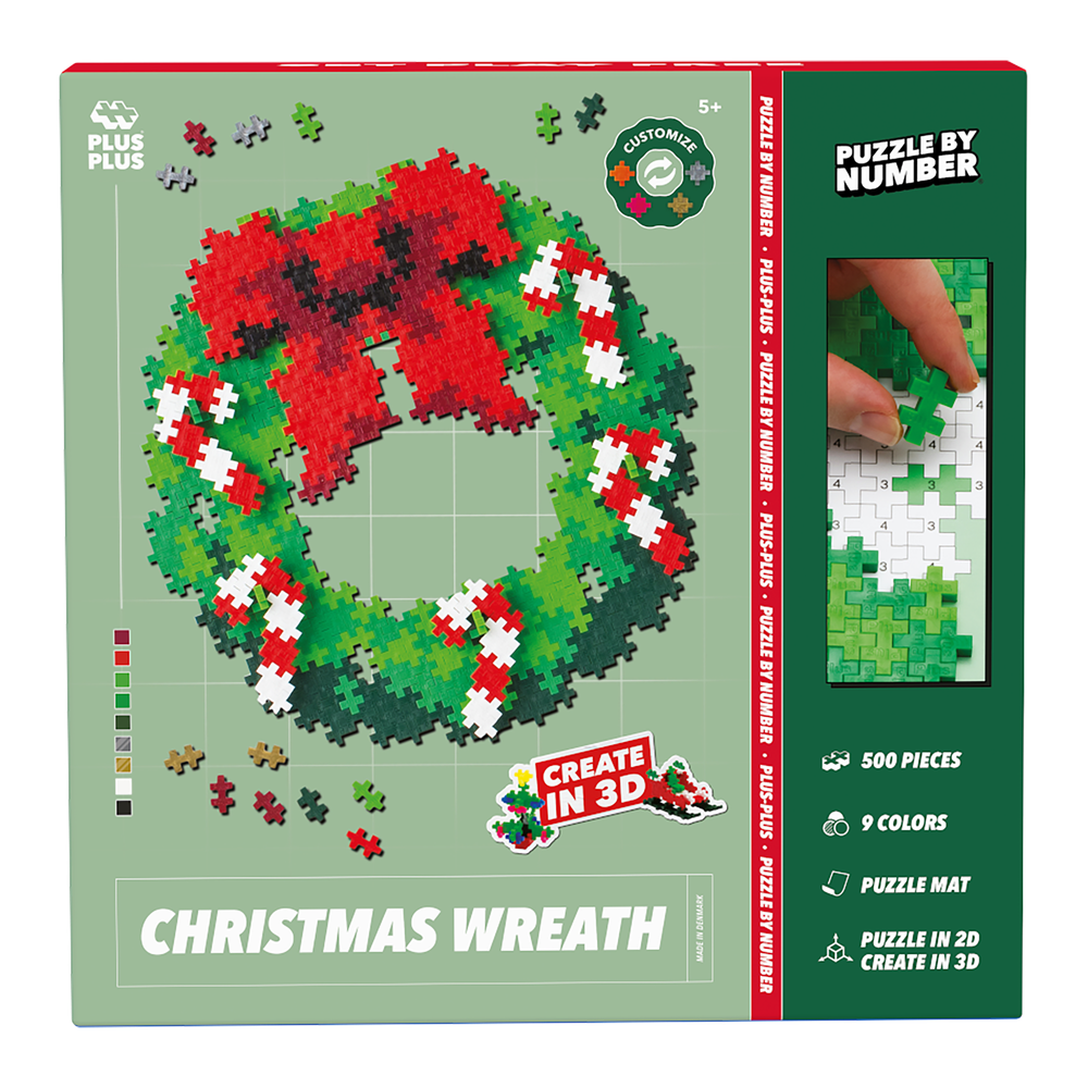 PUZZLE BY NUMBER - COURONNE DE NOËL - 500pcs PLUS PLUS