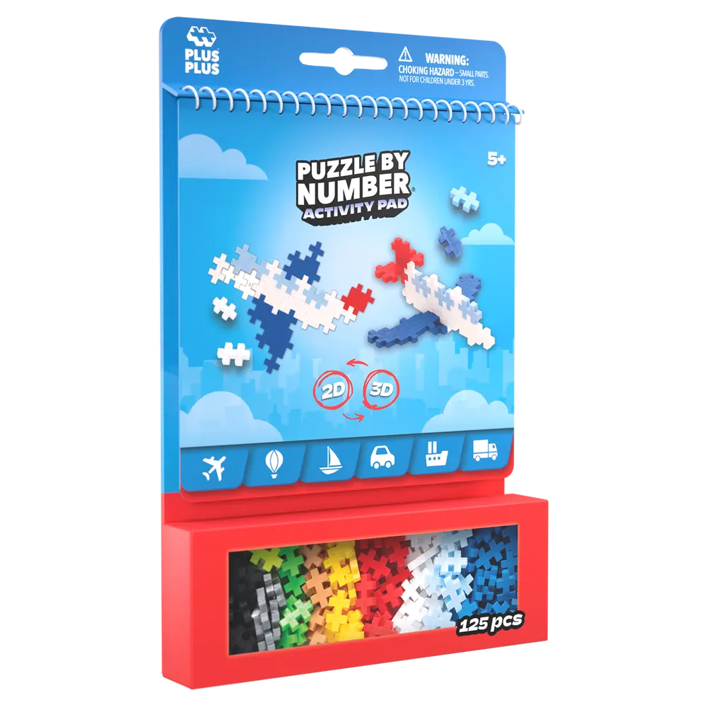 PUZZLE BY NUMBER - CARNET D'ACTIVITÉS - TRANSPORT - 125pcs PLUS PLUS