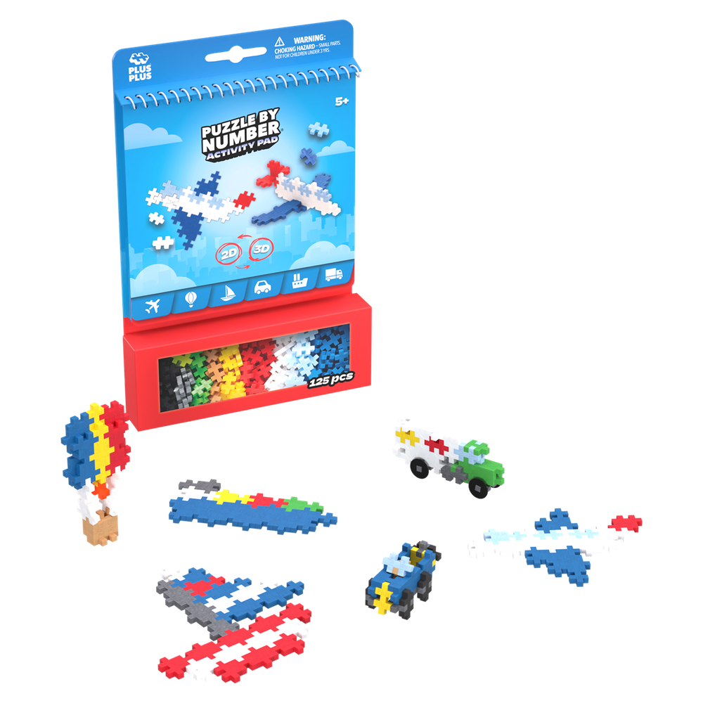 PUZZLE BY NUMBER - CARNET D'ACTIVITÉS - TRANSPORT - 125pcs PLUS PLUS