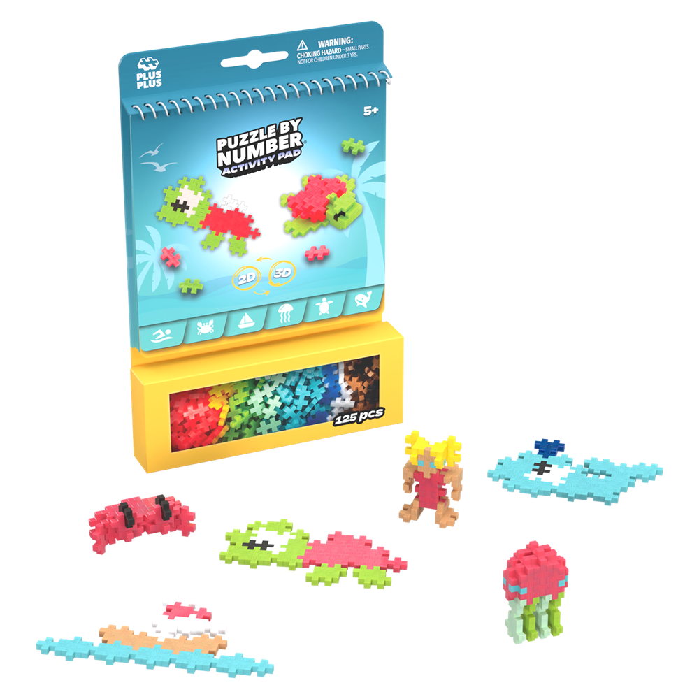 PUZZLE BY NUMBER - CARNET D'ACTIVITÉS - OCÉAN - 125pcs PLUS PLUS