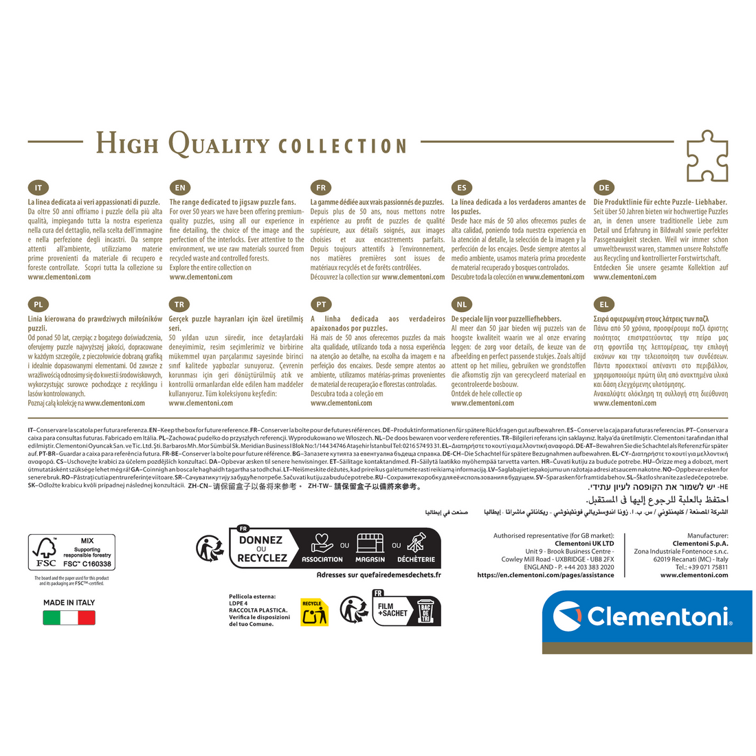 PZ1000: MUSEUM: LA CÈNE - DA VINCI - CLEMENTONI