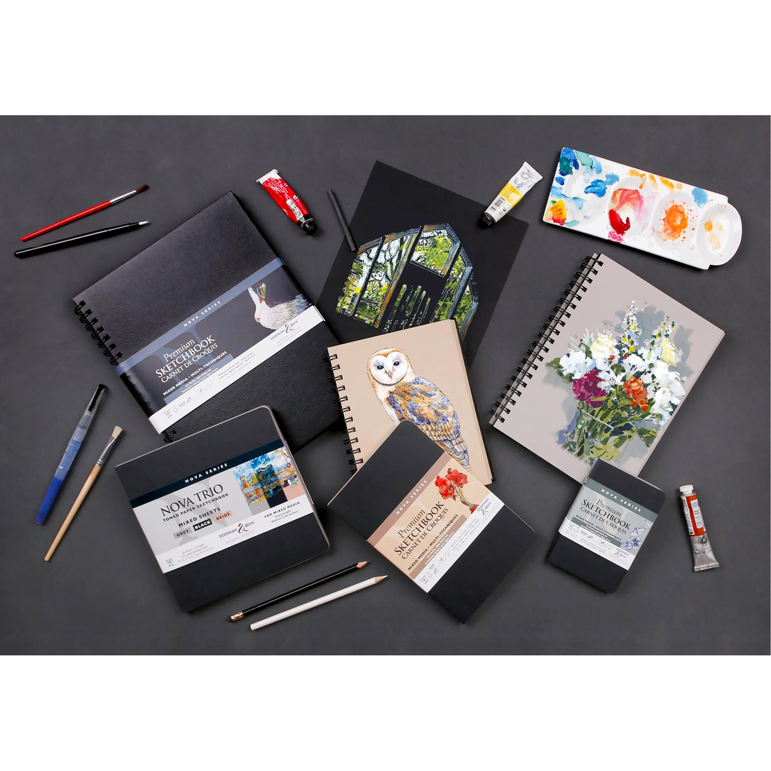 Softcover notebooks NovaTrio:Square 46 Sheets 150g Assortment (Black/Beige/Grey) (7.5 x 7.5in)