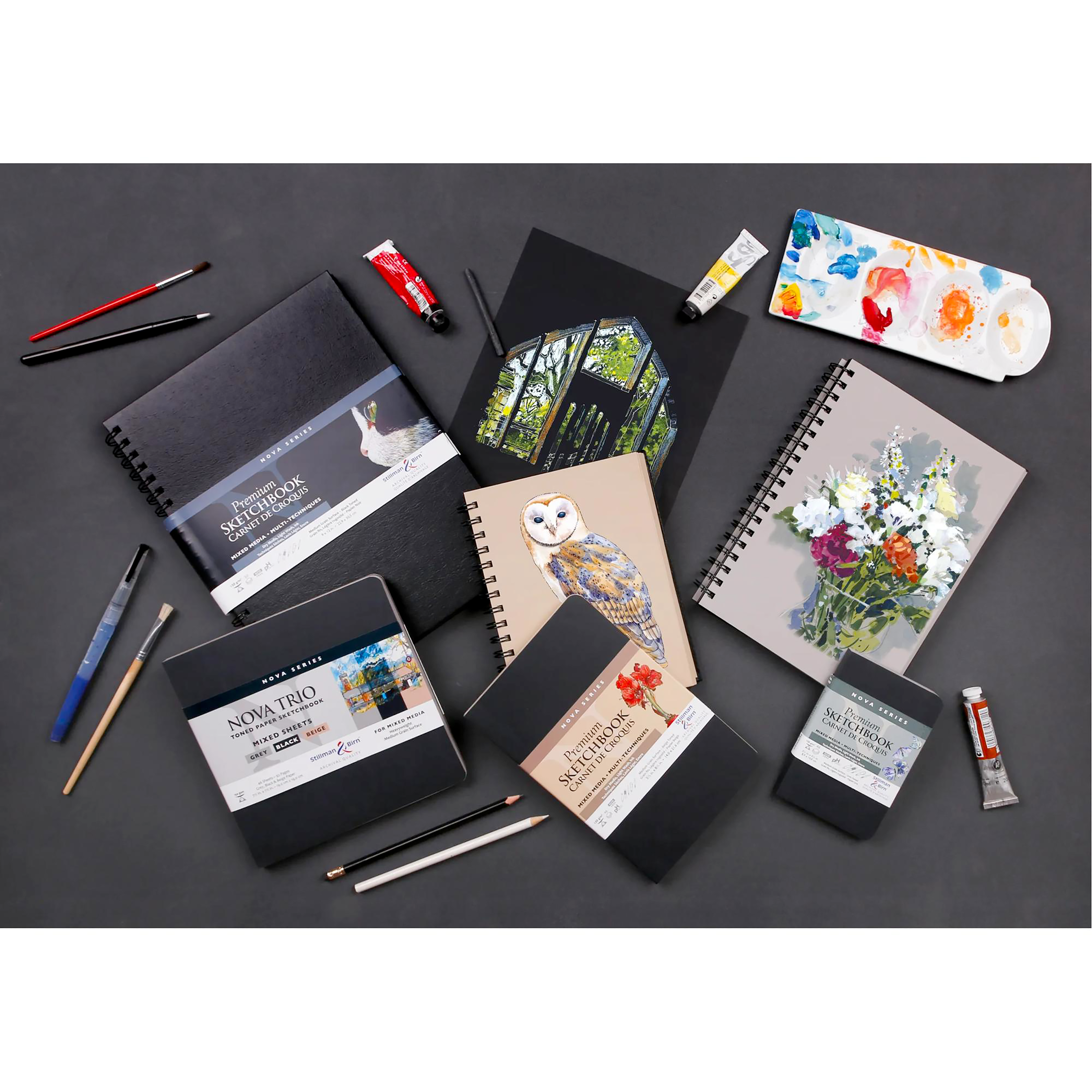 Softcover notebooks NovaTrio:Square 46 Sheets 150g Assortment (Black/Beige/Grey) (7.5 x 7.5in)