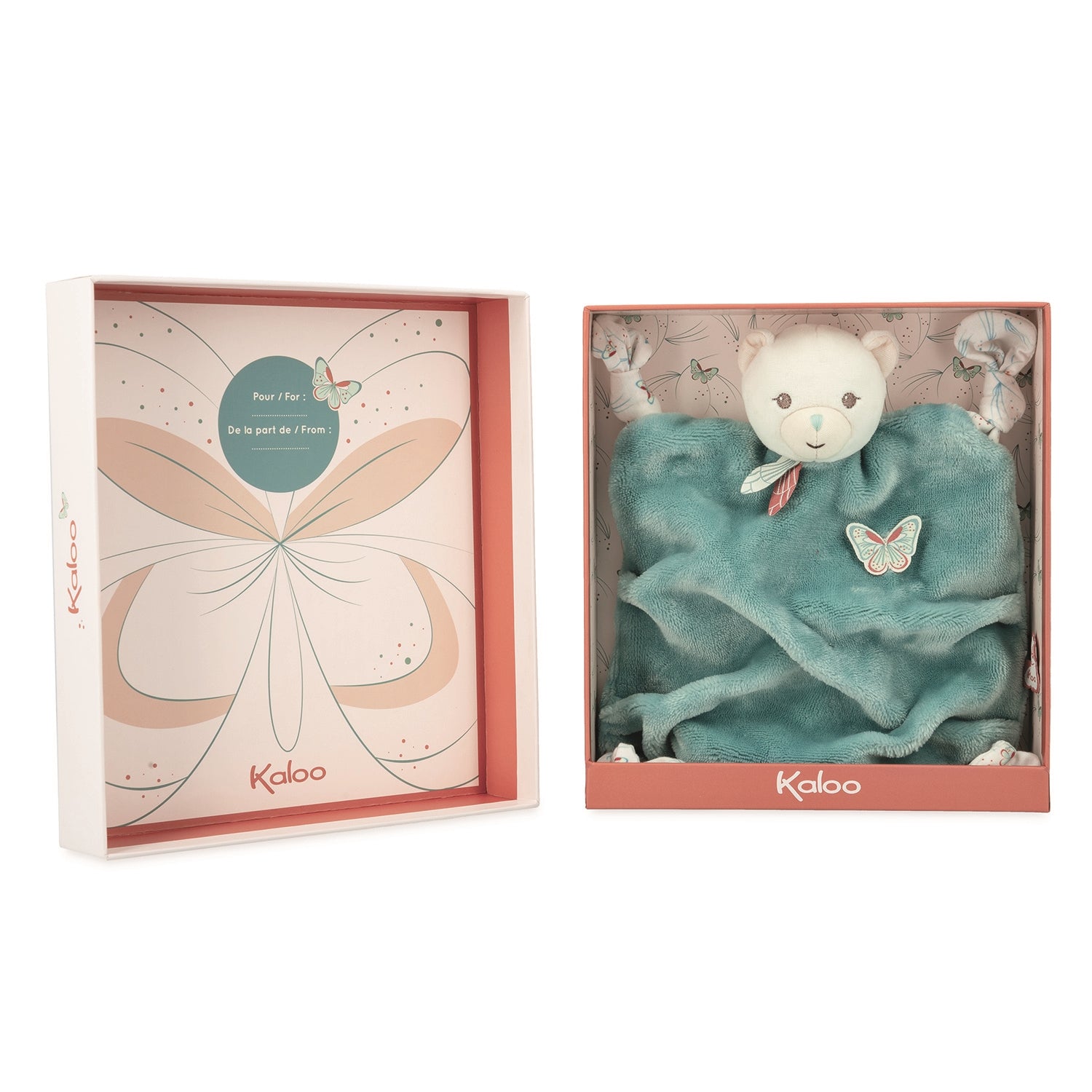 PLUME - DOUDOU OURS VERT - 26 CM KALOO