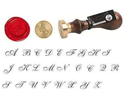 Sceau Alphabet anglaise en laiton Ø24 mm de A à Z de style script J.HERBIN