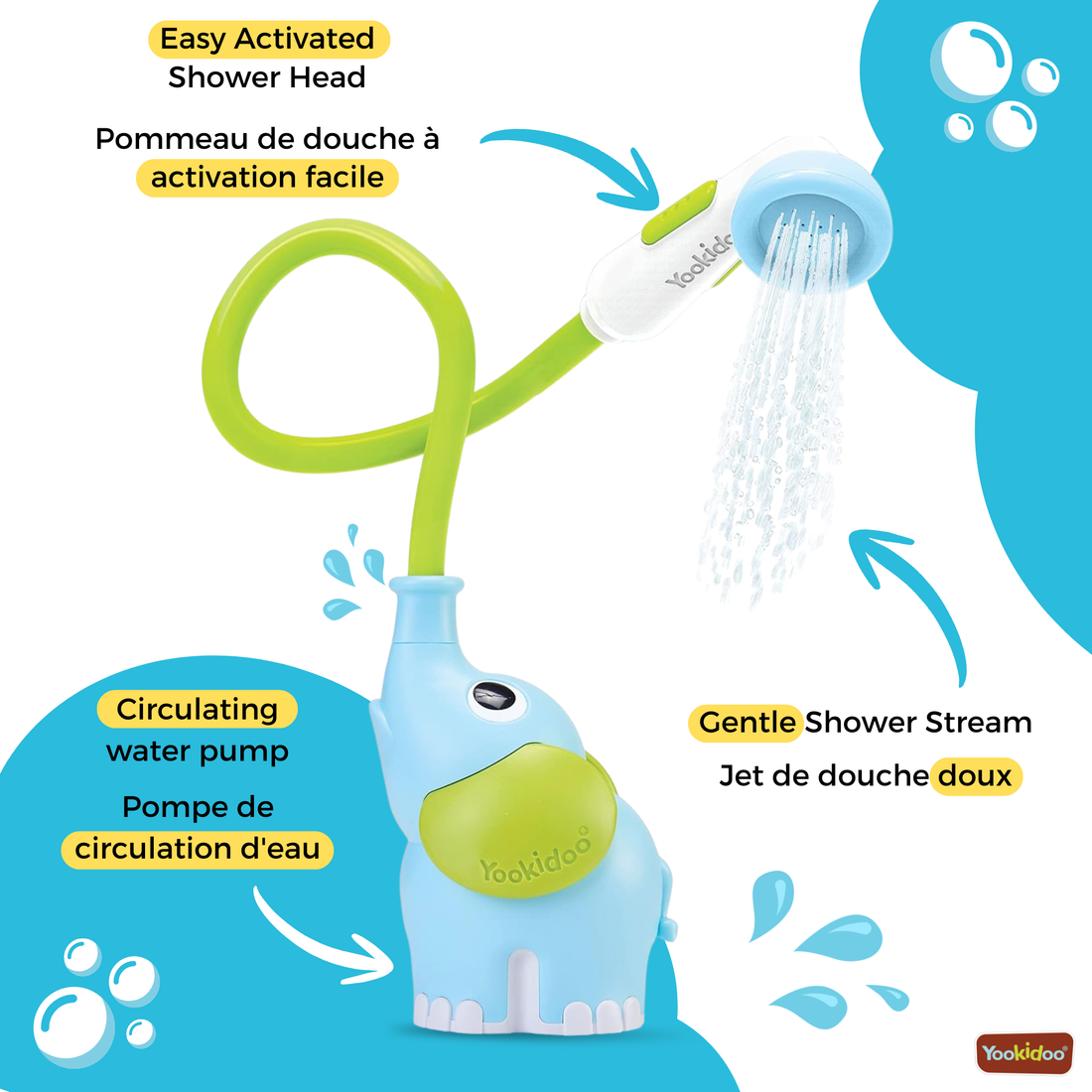DOUCHE ÉLÉPHANT POUR BÉBÉ - BLEUE