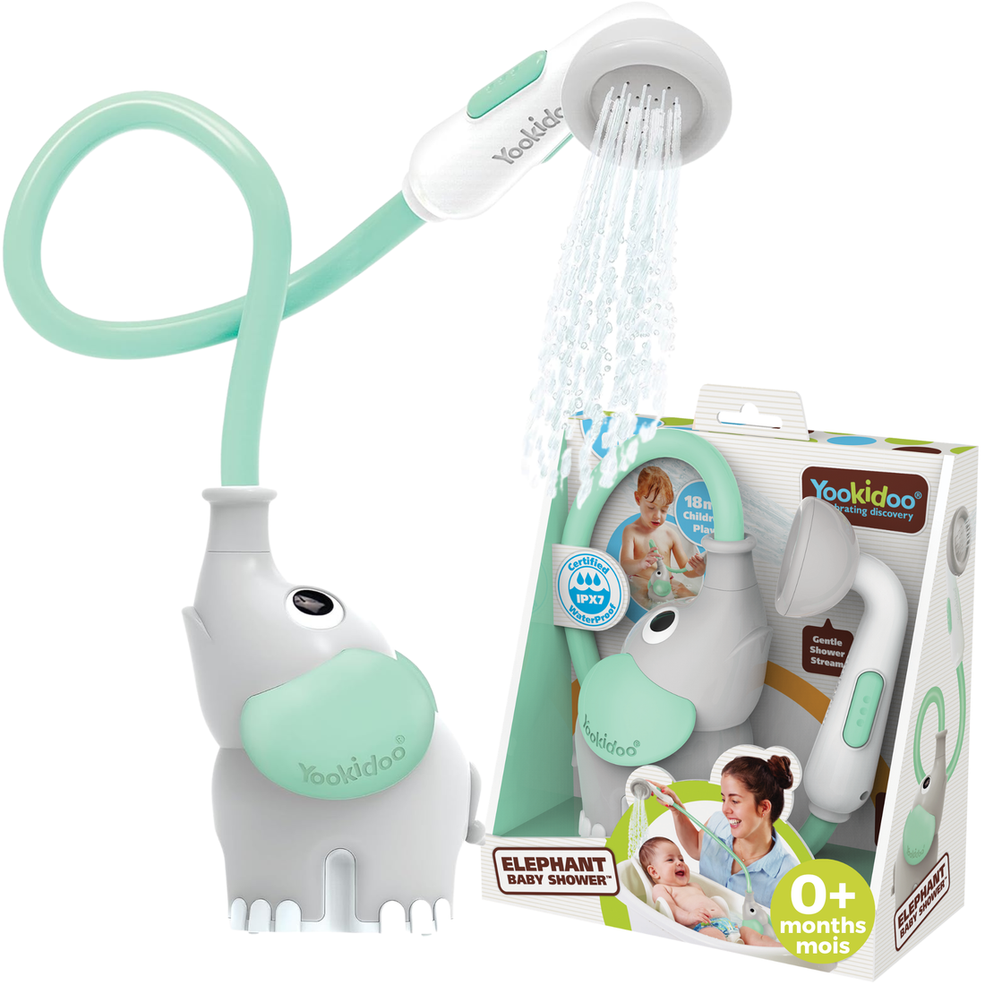 DOUCHE ÉLÉPHANT POUR BÉBÉ - TURQUOISE