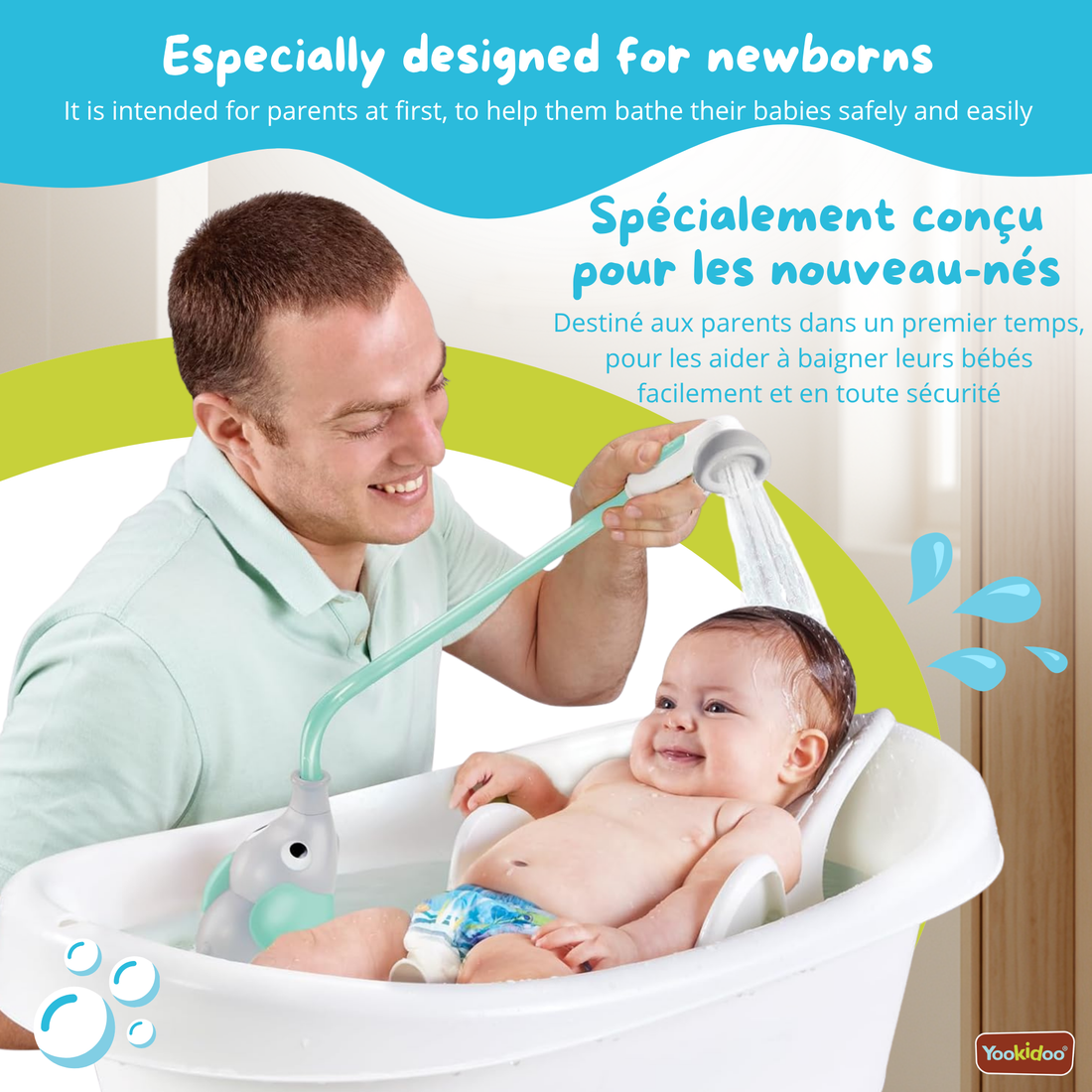 DOUCHE ÉLÉPHANT POUR BÉBÉ - TURQUOISE