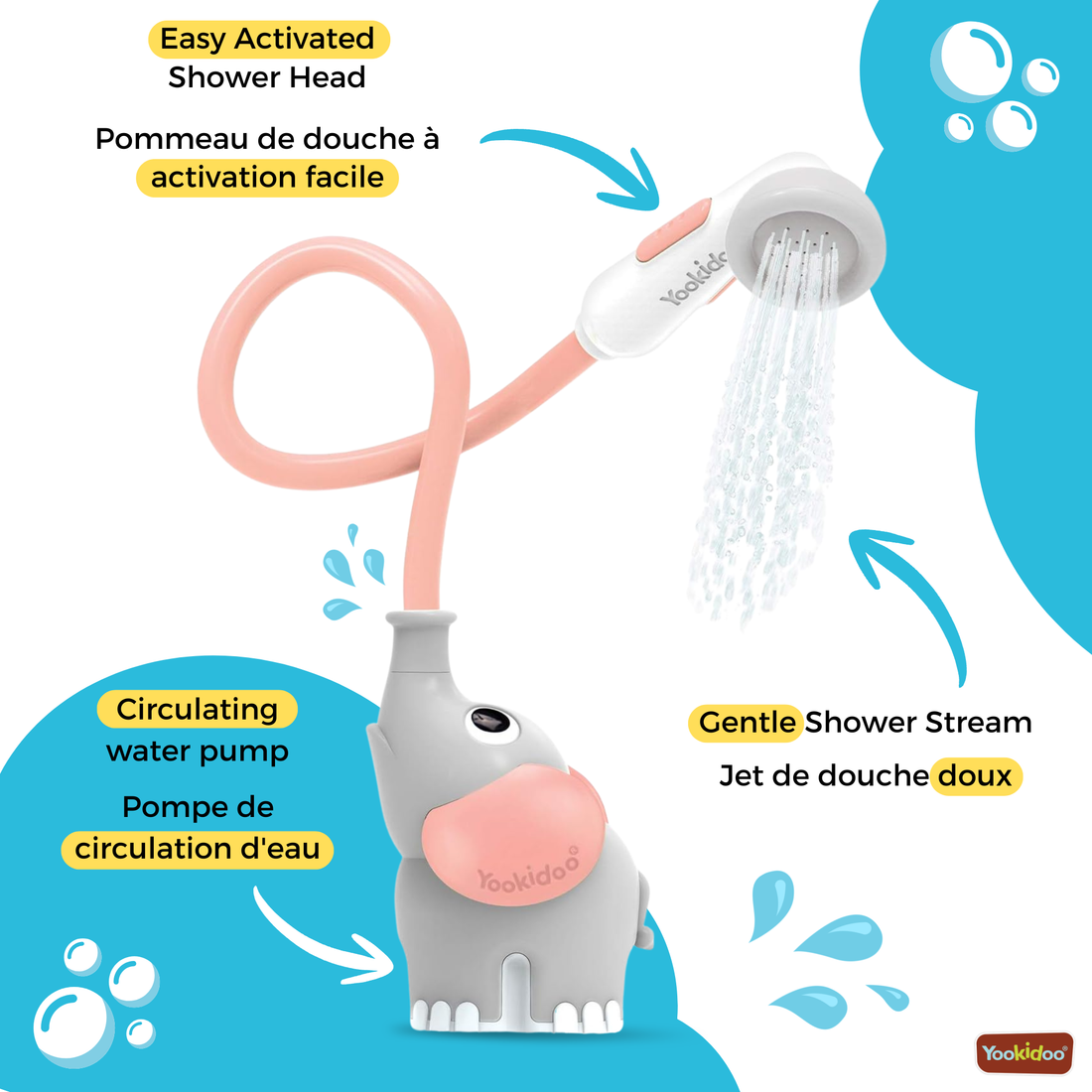 DOUCHE ÉLÉPHANT POUR BÉBÉ - ROSE